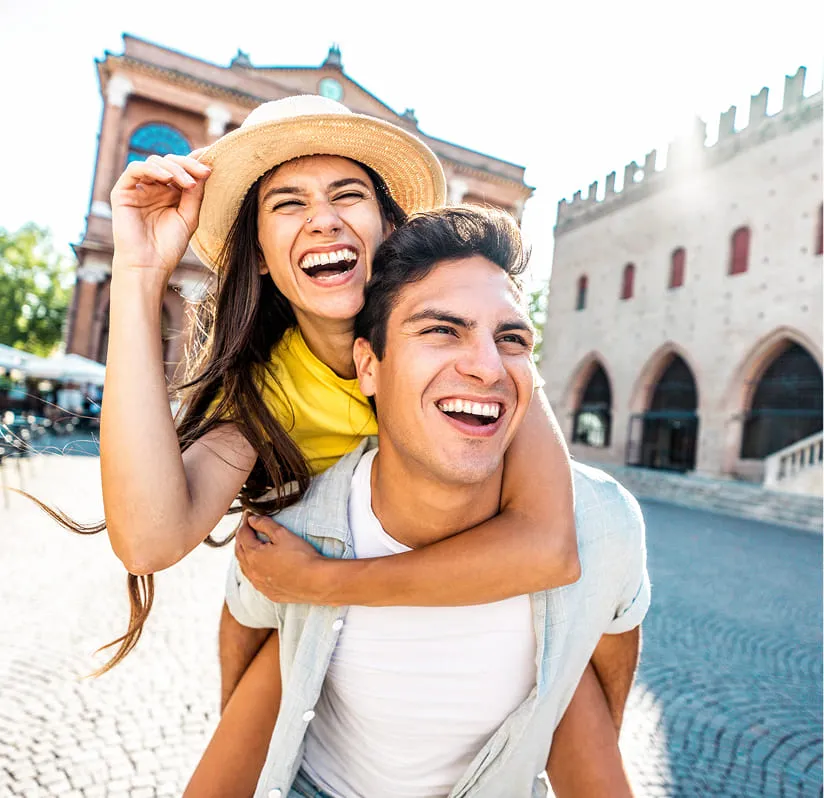 Couple happy romantic travel