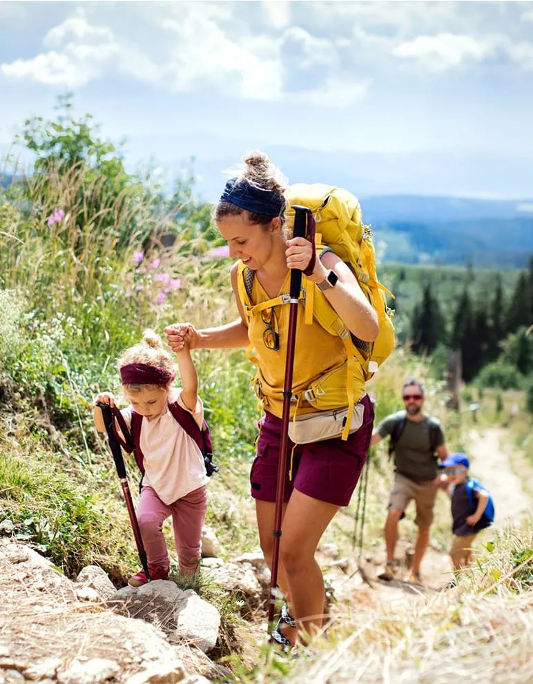 Family climbing mountains