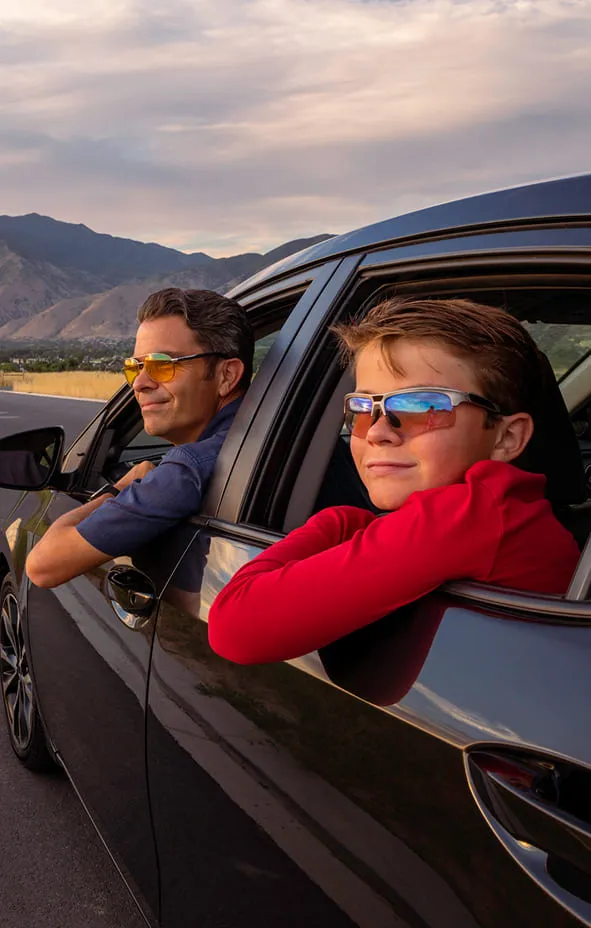 Family on a car trip