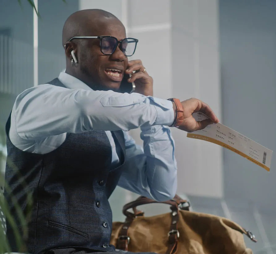 Man checking the time trip cancel