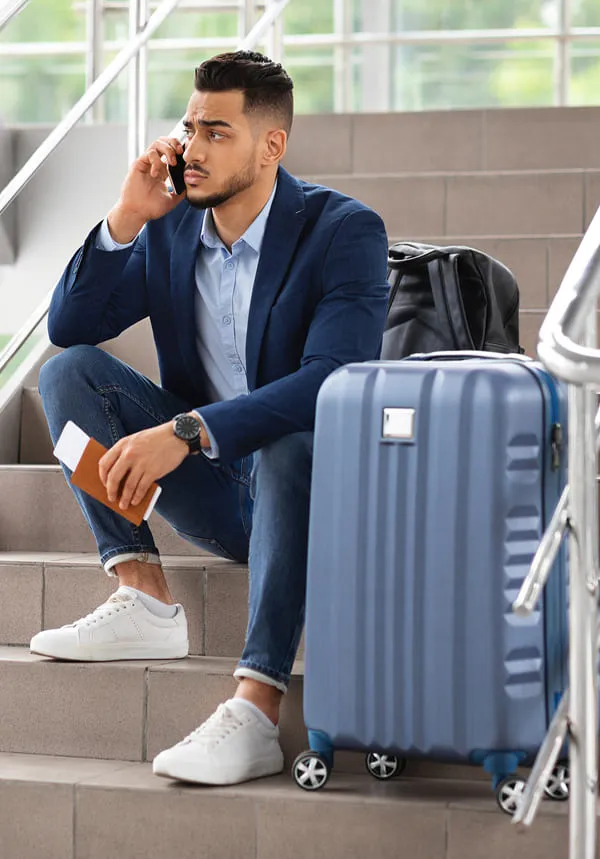 Man waiting his travel