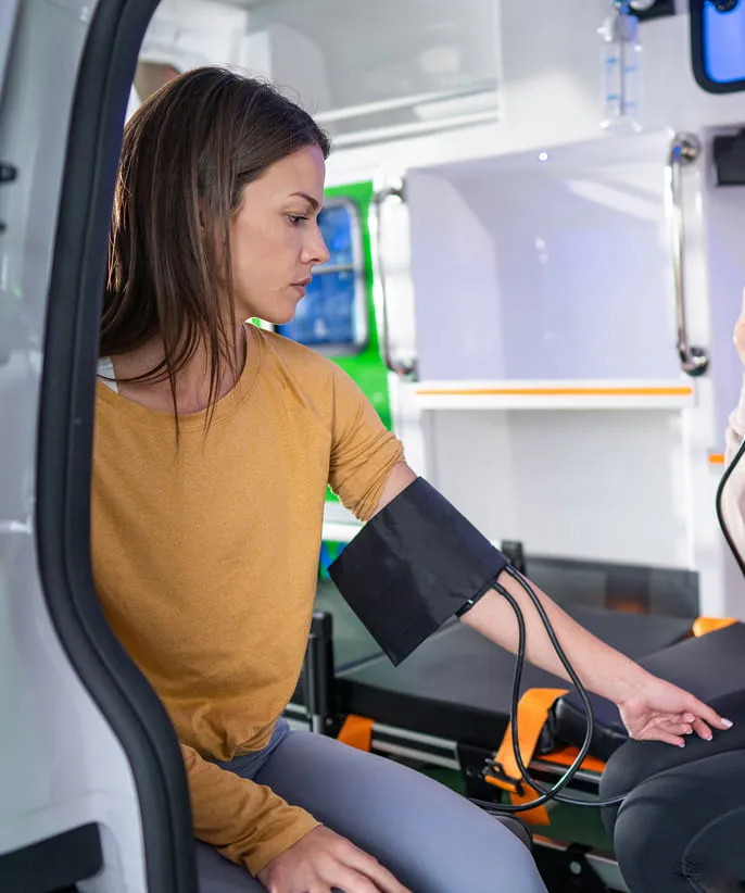 Patient blood pressure taken