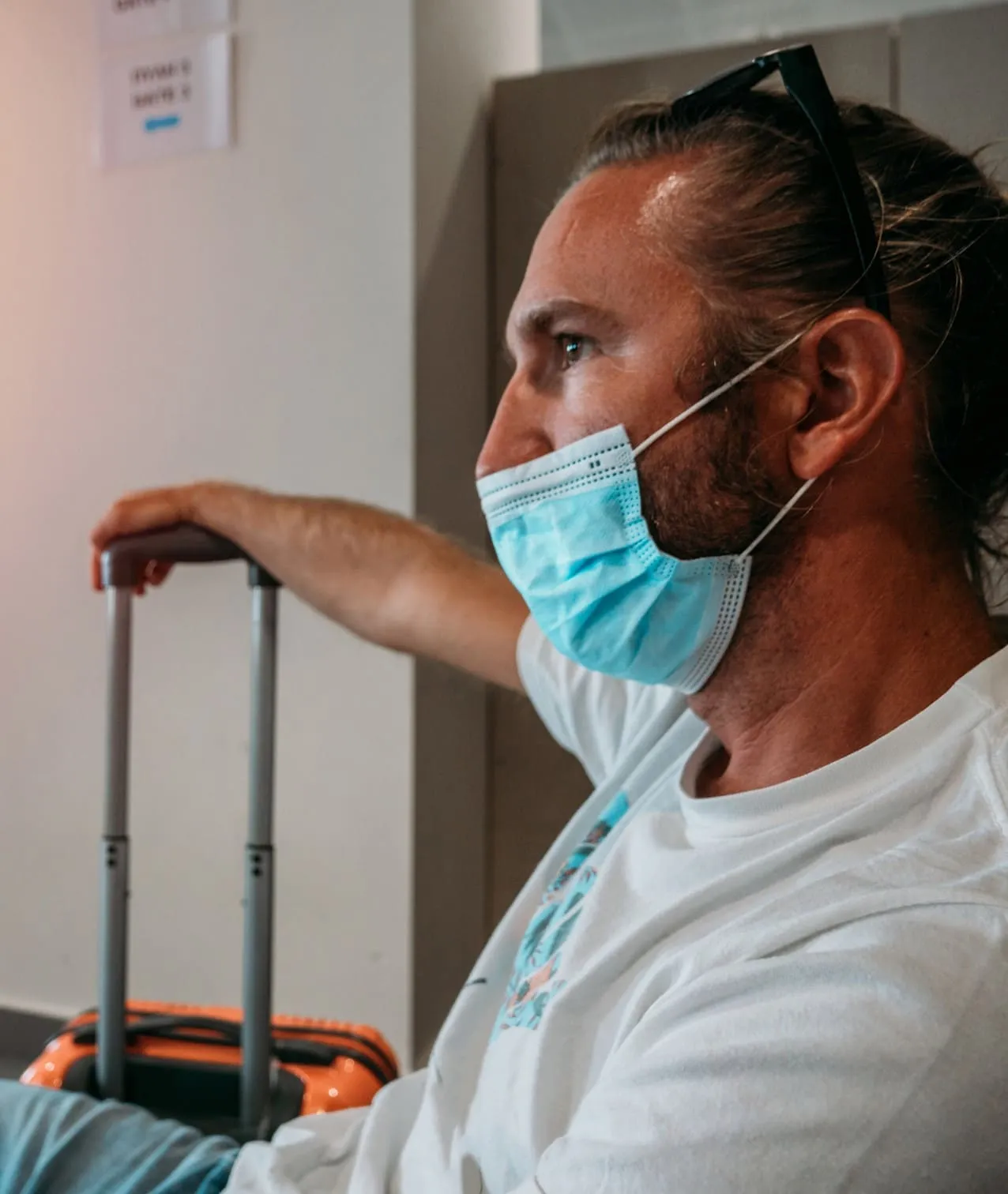 Traveler waiting airport