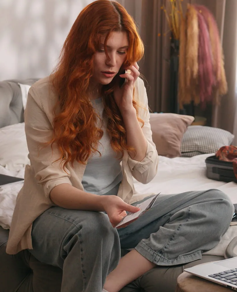 Woman cancelling her trip