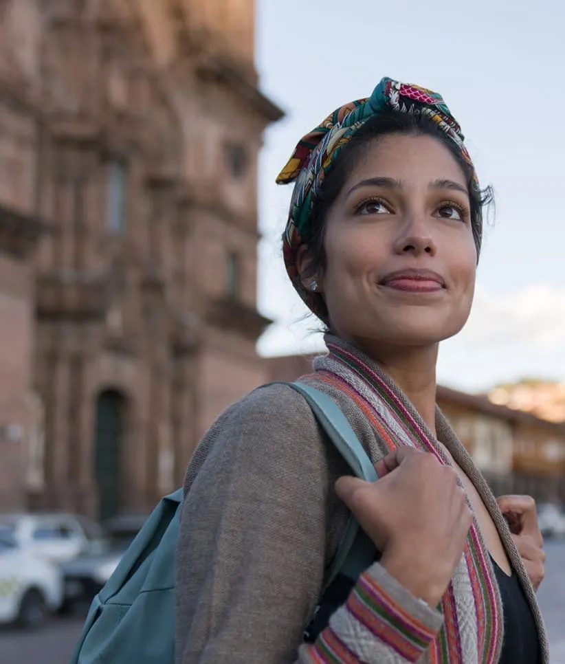Woman discovering a city on travel